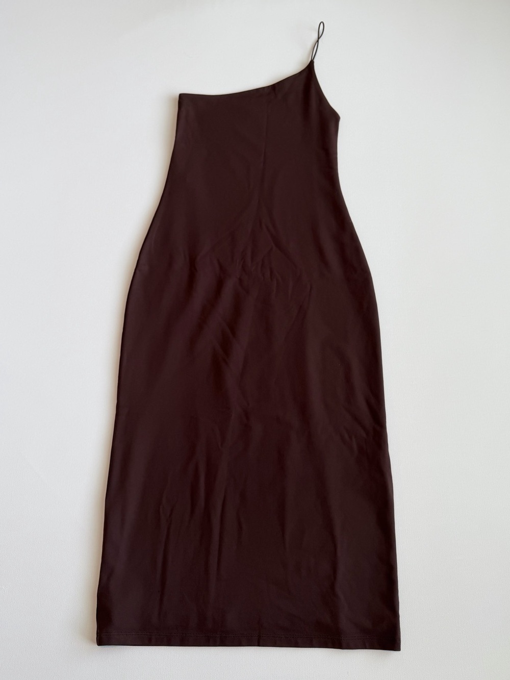 Aritzia Babaton Contour One Shoulder Midi Dress Chocolate Brown Bodycon Small